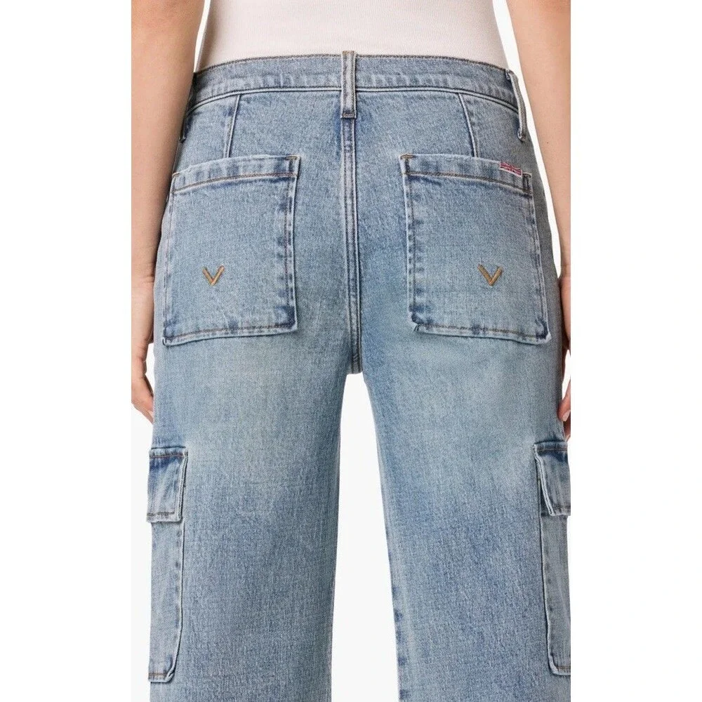 NWT Hudson Rosalie Avila High Waist Wide Leg Cargo Jeans Women 26 Light Wash